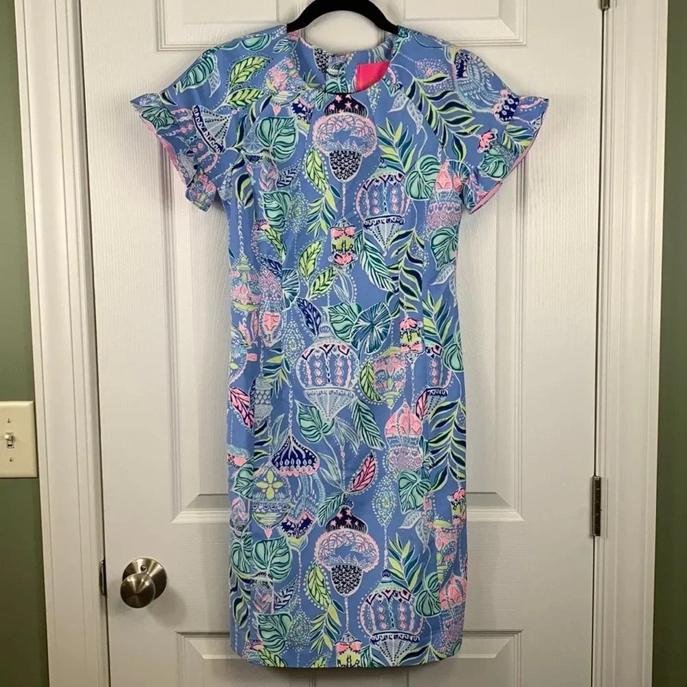 NWT Lilly Pulitzer Kerstin shift dress in lapis lanterns sz 0